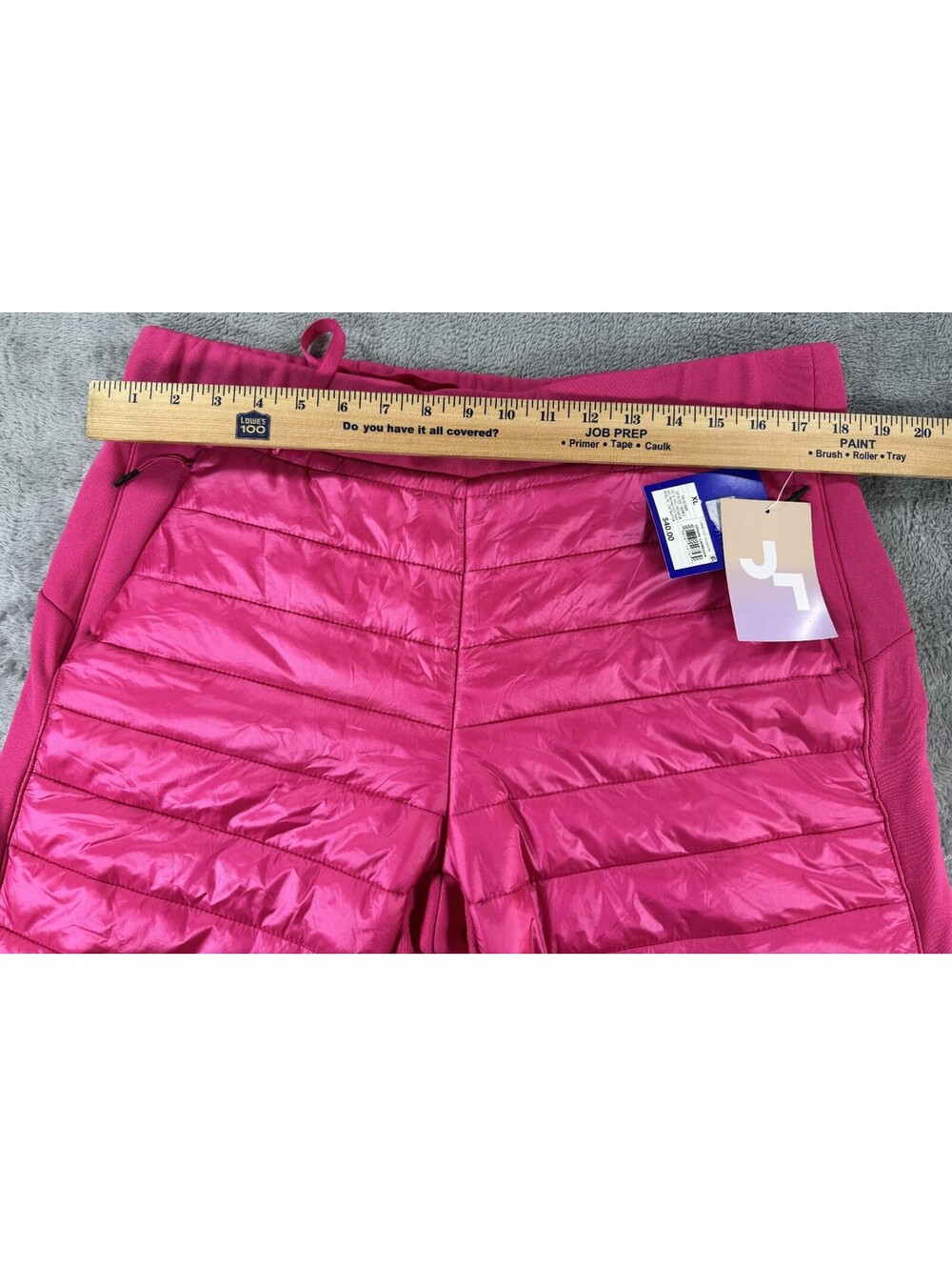 JoyLab Women's Quilted Puffer Pants Pink Panel Design Ribbed Cuffs Size XL NWT - Picture 4 of 9